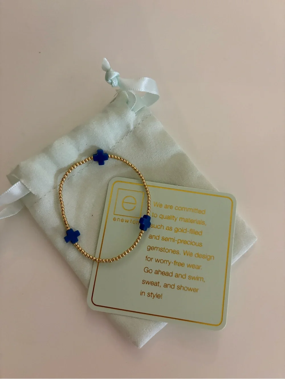 enewton signature cross 2mm gold bracelet cobalt - Picture 2 of 4